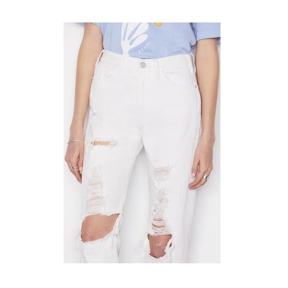 Frame Denim Womens White High Rise Ripped Cropped Flare Leg Jeans Sz 29 New - Picture 9 of 11